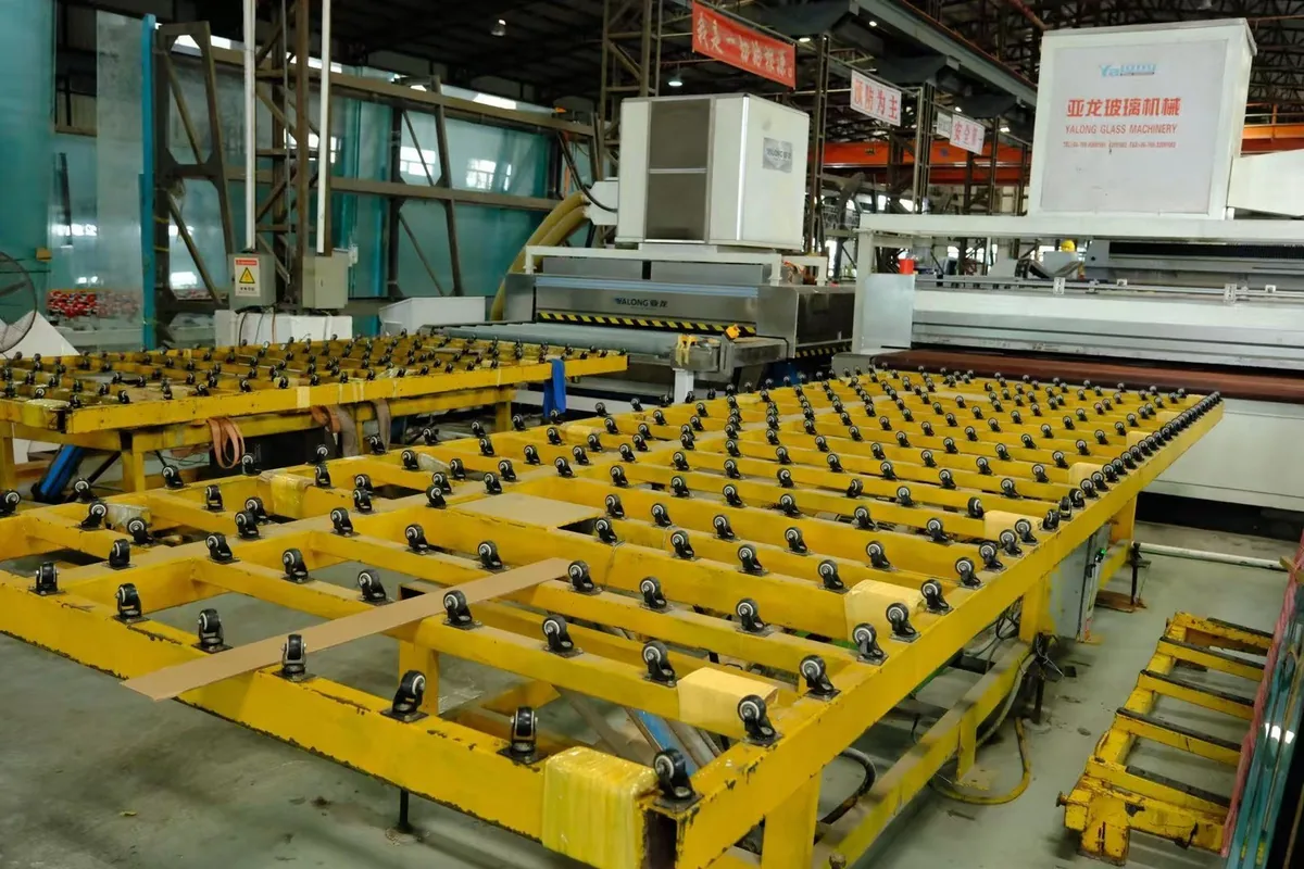 Glass processing equipment in the supplied workshop photograph